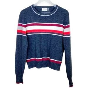 27 Miles Malibu Charcoal Gray Striped 100% Cashmere Sweater S